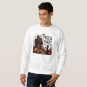 Spuk Hausweg mit Kürbis und Gespenstern Sweatshirt (Vorne ganz)