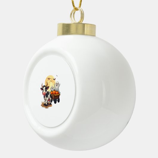 Spuk Hayride Cow Keramik Kugel-Ornament (Rechts)