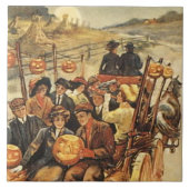 Spuk Hayride Jack O' Lantern Pumpkin Moon Fliese (Vorderseite)
