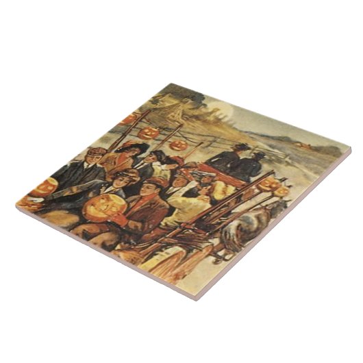 Spuk Hayride Jack O' Lantern Pumpkin Moon Fliese (Seite)