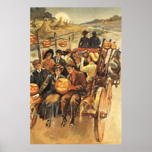 Spuk Hayride Jack O' Lantern Pumpkin Moon Poster
