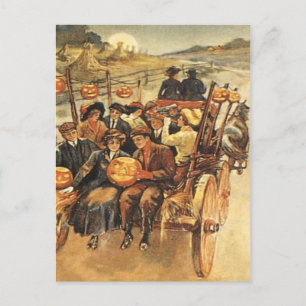 Spuk Hayride Jack O' Lantern Pumpkin Moon Postkarte