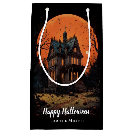 Spuk Herrenhaus Happy Halloween Kleine Geschenktüte (Vorderseite)