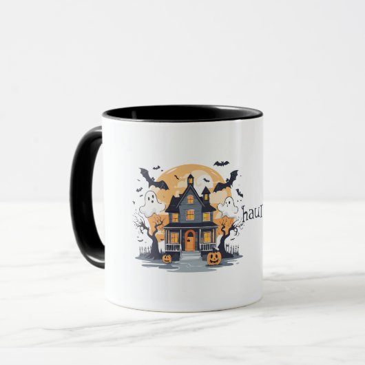 Spuk Herrenhaus mit Fledermäusen und Geistern Tasse (Vorderseite Links)