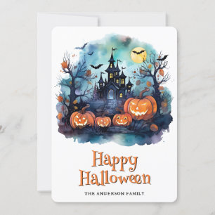 Spuk Herrenhaus Wasserkins Halloween-Karte Feiertagskarte