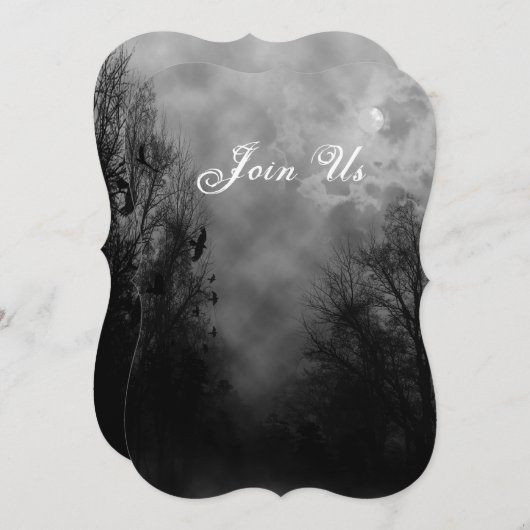 Spuk Himmel mit Raven Custom Halloween Einladung (Vorne/Hinten)