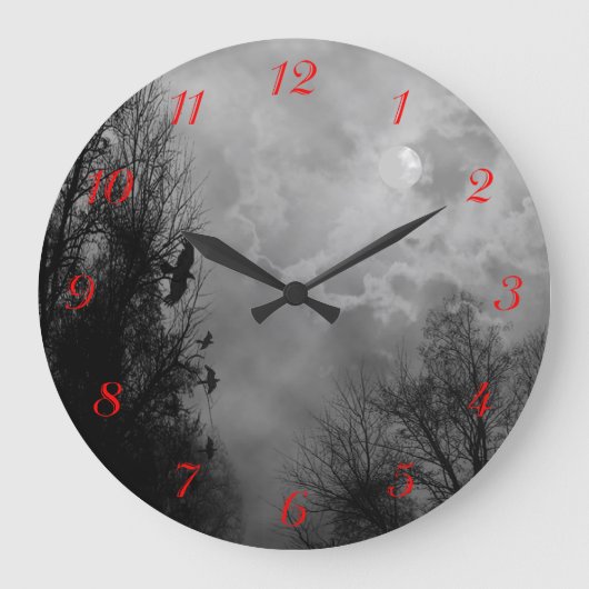 Spuk Himmel mit roten Zahlen, Wall Clock Große Wanduhr (Vorderseite)