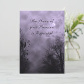 Spuk Himmel und Ravens Lila Nebelhochzeit Einladung (Stehend Vorderseite)