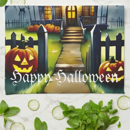 Spuk Hollow und Mond Geschirrtuch (Gefaltet)