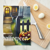 Spuk Hollow und Mond Geschirrtuch (Viertel Falte)