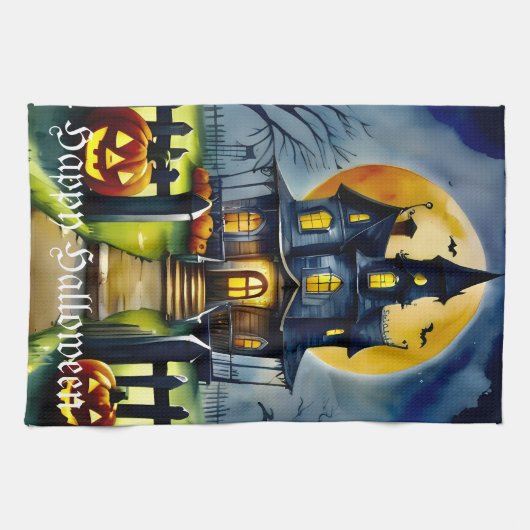 Spuk Hollow und Mond Geschirrtuch (Horizontal)