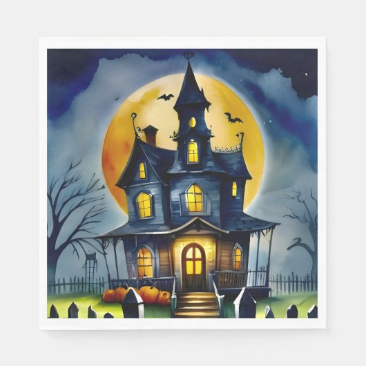 Spuk Hollow und Mond Serviette (Vorderseite)