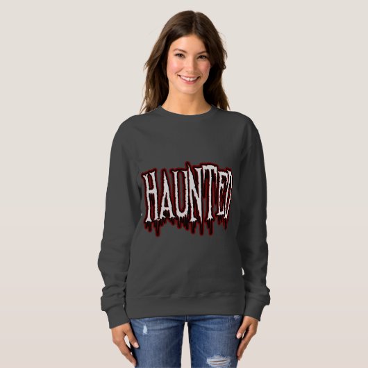 Spuk Horror Tropfen Typografie Sweatshirt (Vorne ganz)