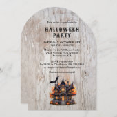 Spuk House Bats Jack O'Lantern Halloween-Party Einladung (Vorne/Hinten)