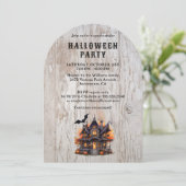 Spuk House Bats Jack O'Lantern Halloween-Party Einladung (Stehend Vorderseite)