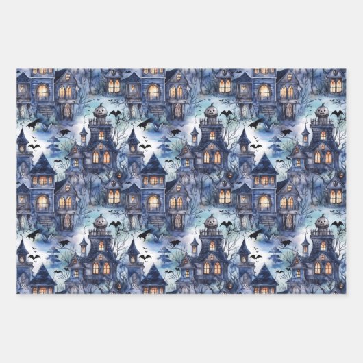 Spuk House Elegant Halloween Geschenkpapier Set (Vorderseite)