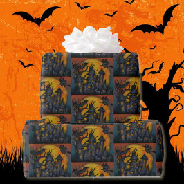 Spuk House Flying Hexen Halloween Dark Geschenkpapier