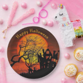 Spuk House Full Moon Graphic Halloween Pappteller (Party)