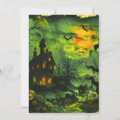 Spuk House Full Moon Pumpkins Halloween-Party Einladung (Rückseite)