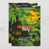 Spuk House Full Moon Pumpkins Halloween-Party Einladung (Vorne/Hinten)