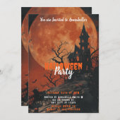 Spuk House Full Moon Pumpkins Halloween-Party Einladung (Vorne/Hinten)