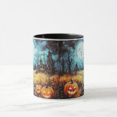 Spuk House Full Moon Pumpkins Halloween Tasse (Zentrum)
