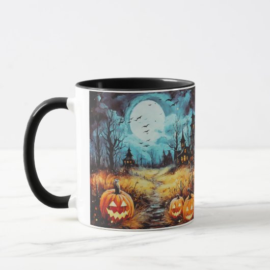 Spuk House Full Moon Pumpkins Halloween Tasse (Links)