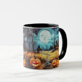 Spuk House Full Moon Pumpkins Halloween Tasse (VorderseiteRechts)