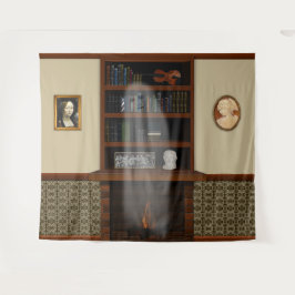 Spuk House Ghost Library Halloween Wandteppich