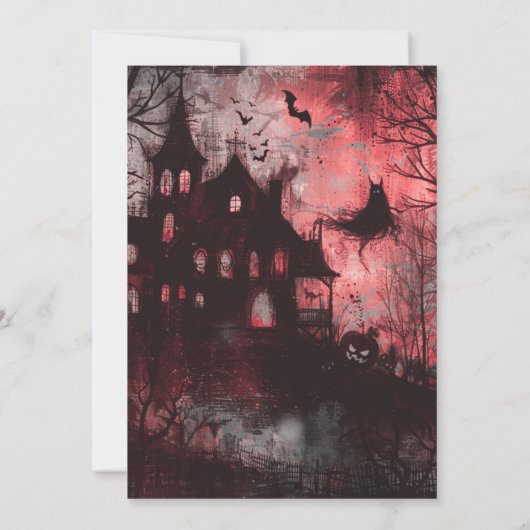 Spuk House Ghosts Jack-O' Lantern Halloween Einladung (Rückseite)