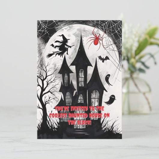 Spuk House Halloween Einladung (Stehend Vorderseite)