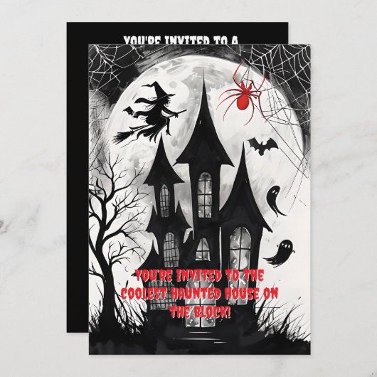 Spuk House Halloween Einladung (Vorne/Hinten)