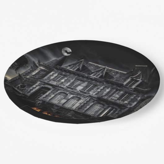 Spuk House Halloween Pappteller (Schrägansicht)