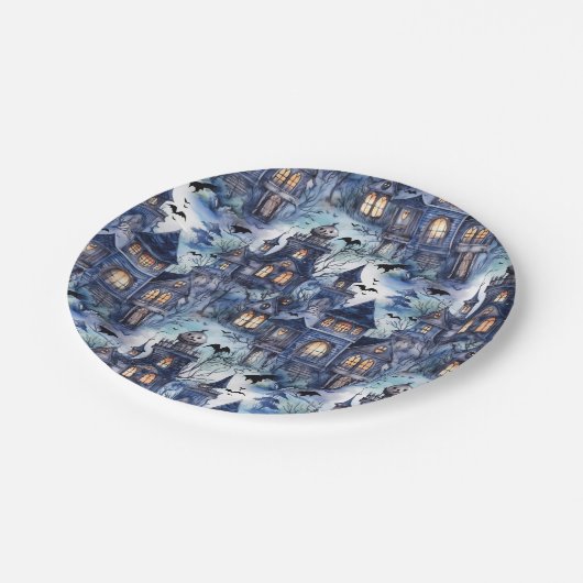 Spuk House Halloween Pappteller (Schrägansicht)