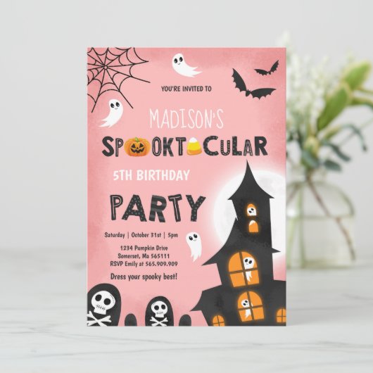 Spuk House Halloween Party Einladung (Stehend Vorderseite)