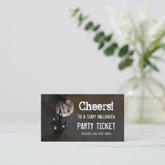 Spuk House Halloween-Party Ticket Business Card (Stehend Vorderseite)
