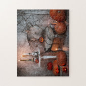 Spuk House Halloween Pumpkins Kerzen Puzzle (Vertikal)