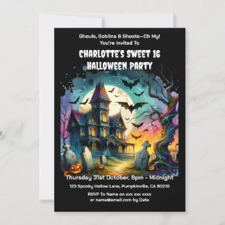 Spuk House Halloween Sweet 16 Geburtstagsparty Einladung