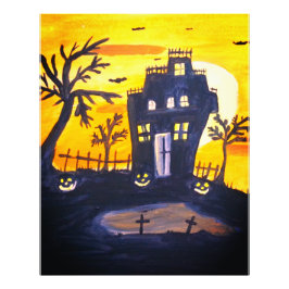 Spuk House Halloween Watercolor Fotodruck