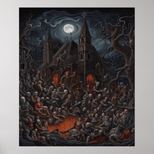 Spuk House Halloween Zombie Zombie Zusamme Poster