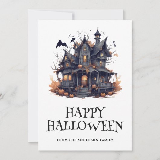 Spuk House Happy Halloween Card Feiertagskarte (Vorderseite)