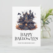 Spuk House Happy Halloween Card Feiertagskarte (Stehend Vorderseite)