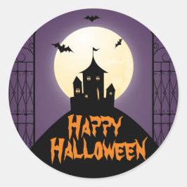 Spuk House Happy Halloween Runder Aufkleber