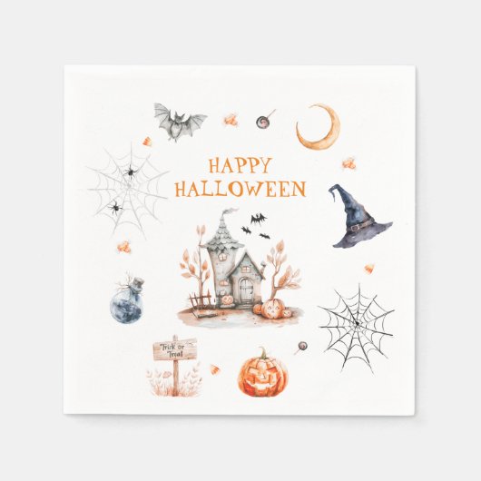 Spuk House Happy Halloween Serviette (Vorderseite)