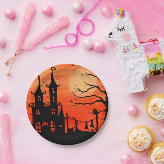 Spuk House Hexe wählt Papierdruckpapier-Teller Pappteller (Party)