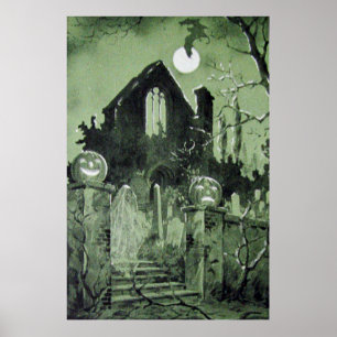 Spuk House Jack O' Lantern Ghost Moon Poster