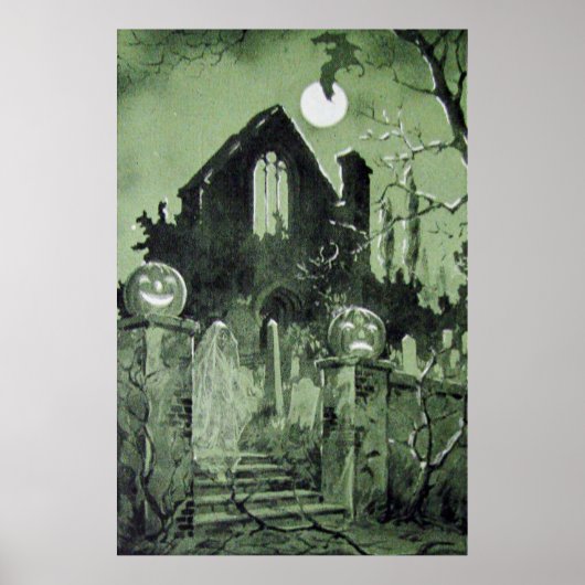 Spuk House Jack O' Lantern Ghost Moon Poster (Vorne)