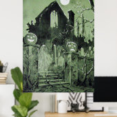 Spuk House Jack O' Lantern Ghost Moon Poster (Heimbüro)