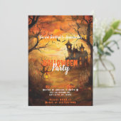 Spuk House Jack-o' Lanterns Halloween-Party Einladung (Stehend Vorderseite)