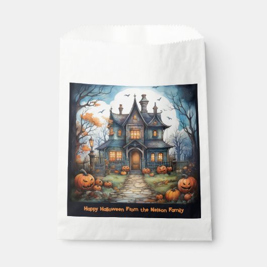 Spuk House Jack-O' Lanterns Happy Halloween Geschenktütchen (Vorderseite)